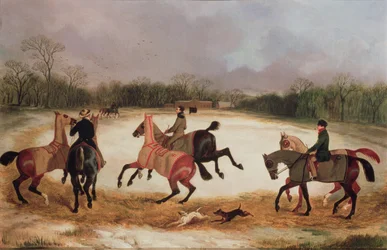 Grooms Exercising Racehorses